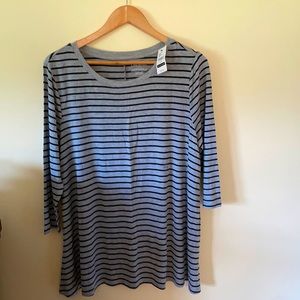 Lane Bryant.  Striped grey and black 3/4 sleeve
